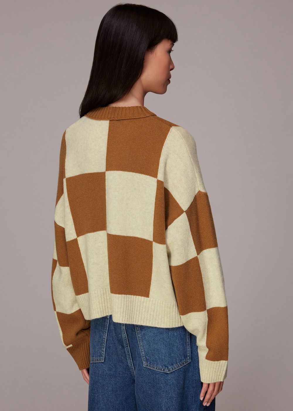 Whistles Check Wool Blend Jumpers Neutral | US-97340ENAH