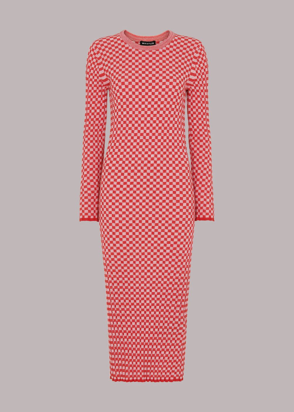 Whistles Checkerboard Knit Midi Dress Red / Multicolor | US-24093ZUAX