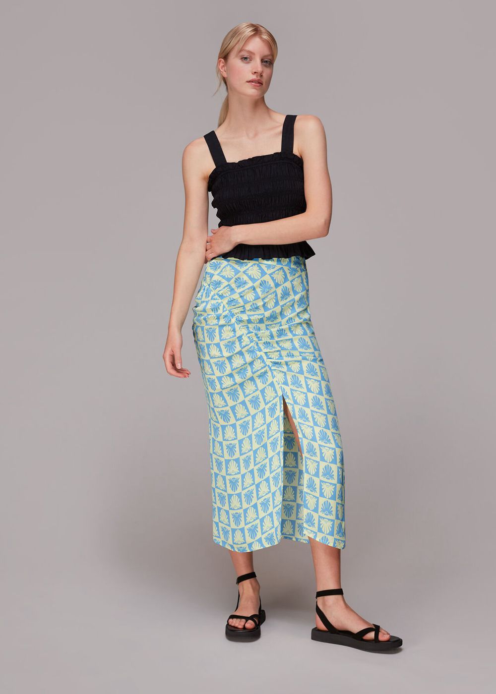 Whistles Checkerboard Shells Cleo Skirts Blue / Multicolor | US-12659XKJI