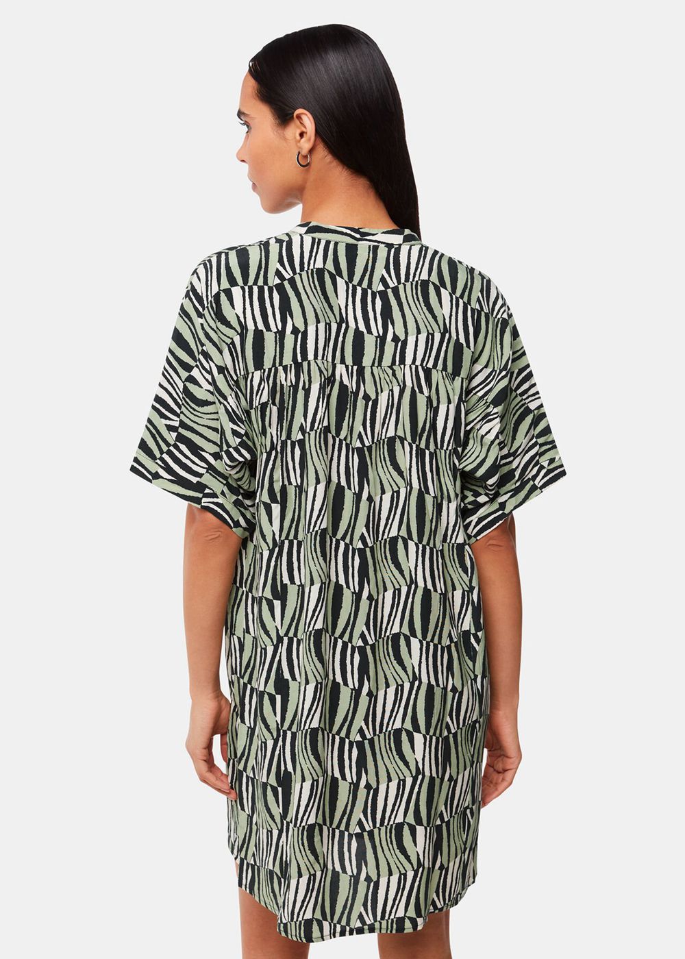 Whistles Checkerboard Tiger Print Dress Green / Multicolor | US-96835EPLY