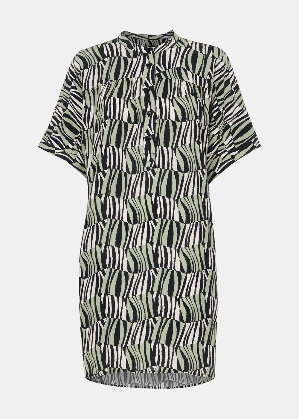 Whistles Checkerboard Tiger Print Dress Green / Multicolor | US-96835EPLY