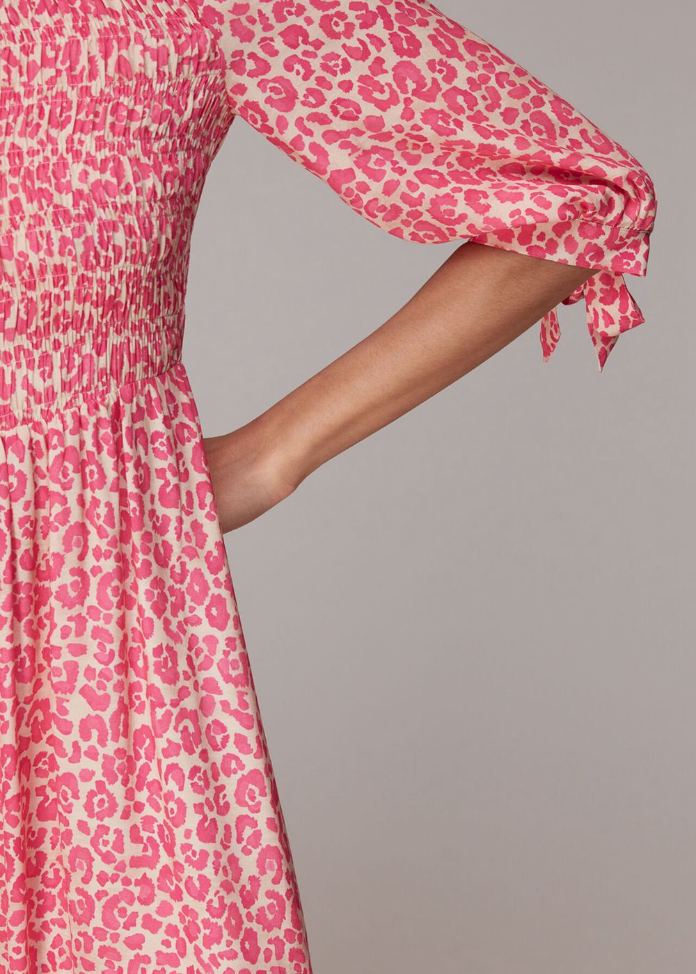 Whistles Cheetah Print Shirred Dress Pink / Multicolor | US-60135DPRA