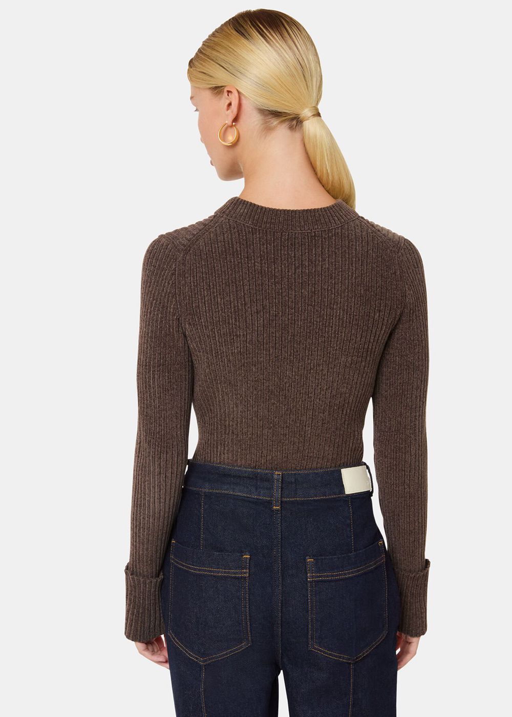 Whistles Chenille Rib Detail Knitwear Brown | US-94501ZTPX