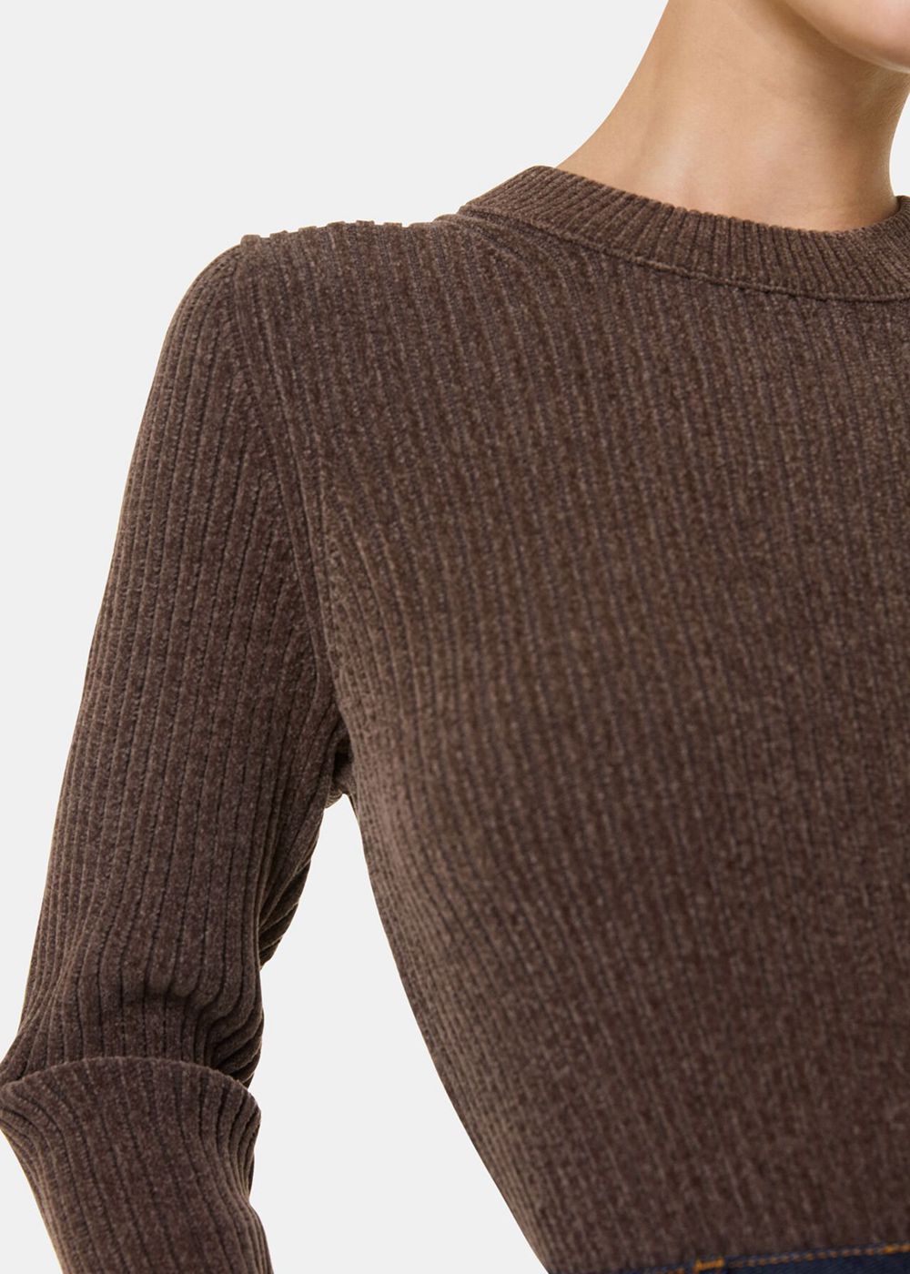 Whistles Chenille Rib Detail Knitwear Brown | US-94501ZTPX