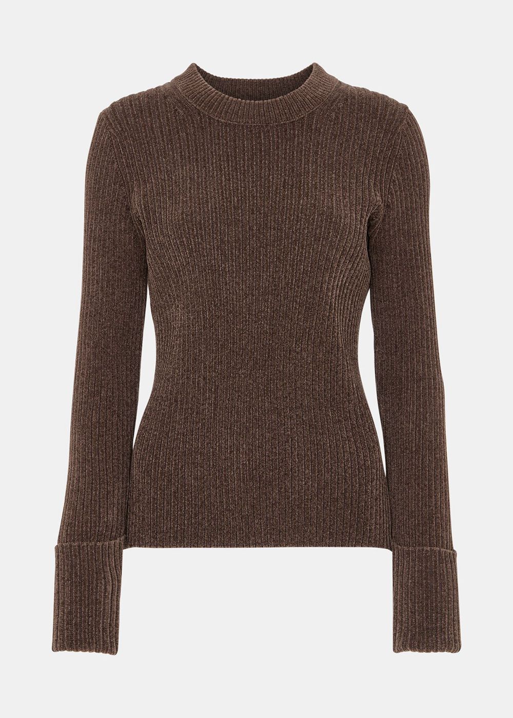 Whistles Chenille Rib Detail Knitwear Brown | US-94501ZTPX