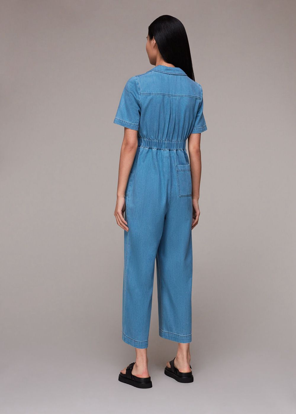 Whistles Ciara Denim Jumpsuit Blue | US-31269AXHP