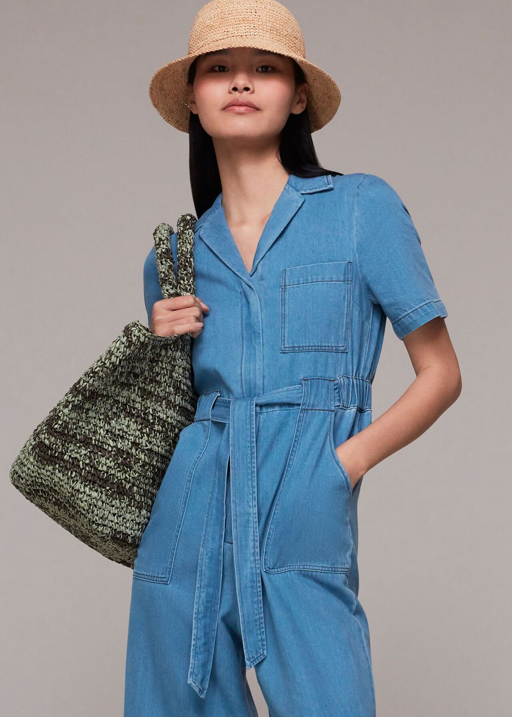 Whistles Ciara Denim Jumpsuit Blue | US-31269AXHP