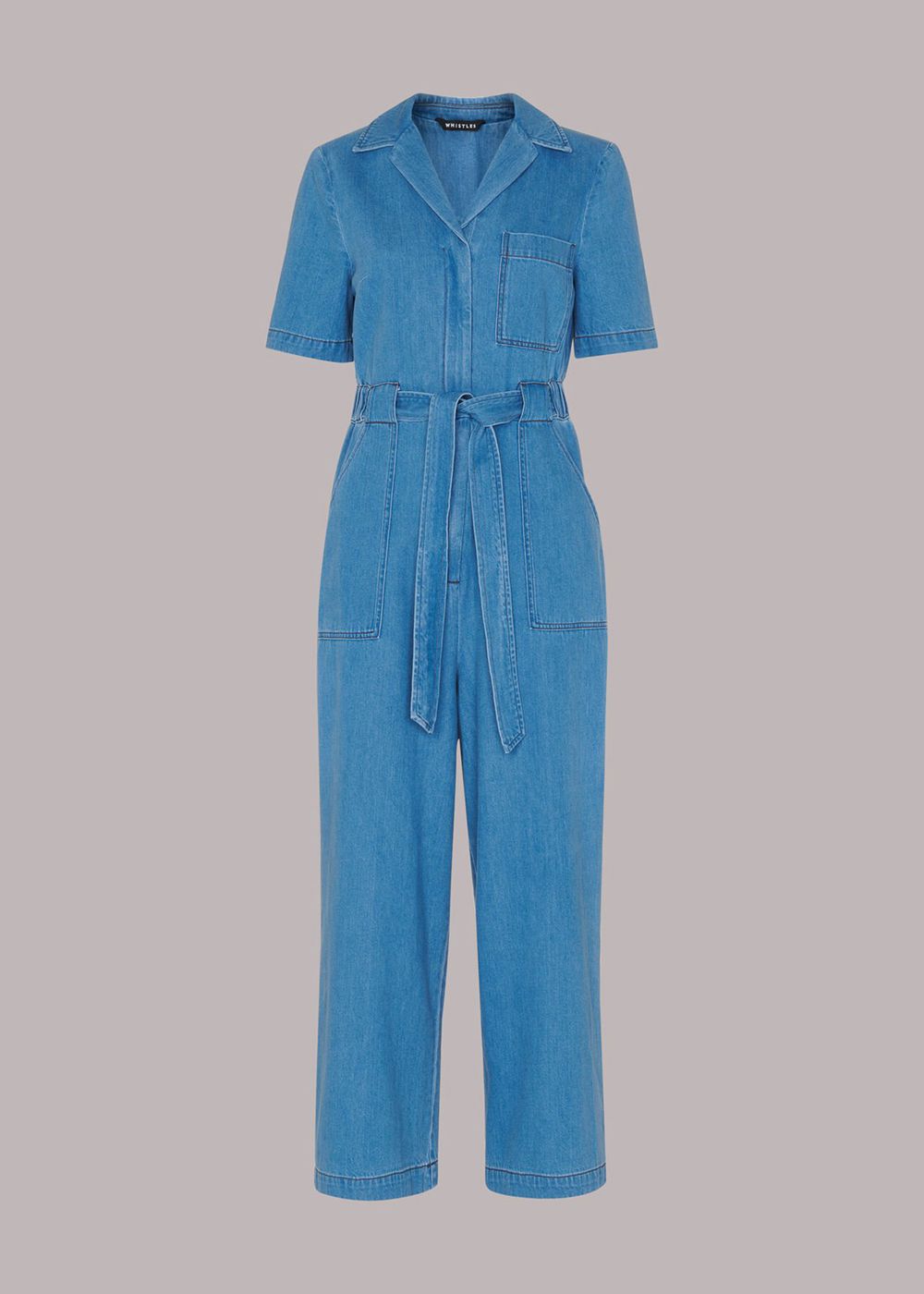 Whistles Ciara Denim Jumpsuit Blue | US-31269AXHP