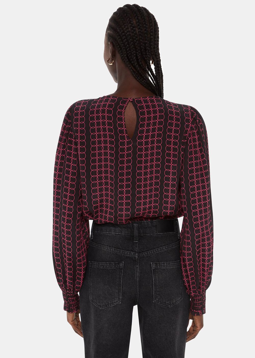 Whistles Circle Link Blouse Black / Multicolor | US-83620ATOE