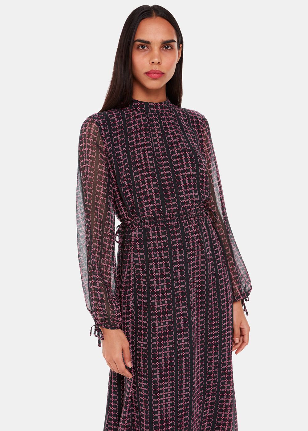 Whistles Circle Link Ivy Dress Black / Multicolor | US-87065PYIO