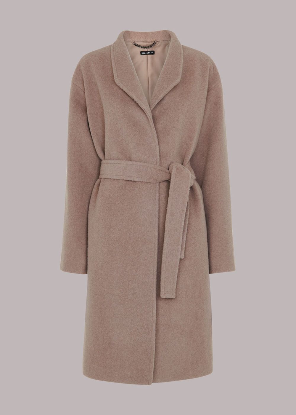 Whistles Clara Funnel Neck Wool Coat Beige | US-30657CTZU