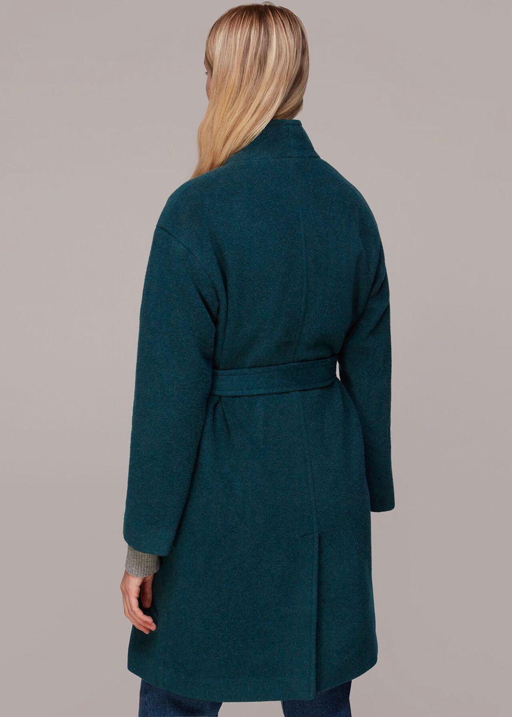 Whistles Clara Funnel Neck Wool Coat Green | US-25968FOAB