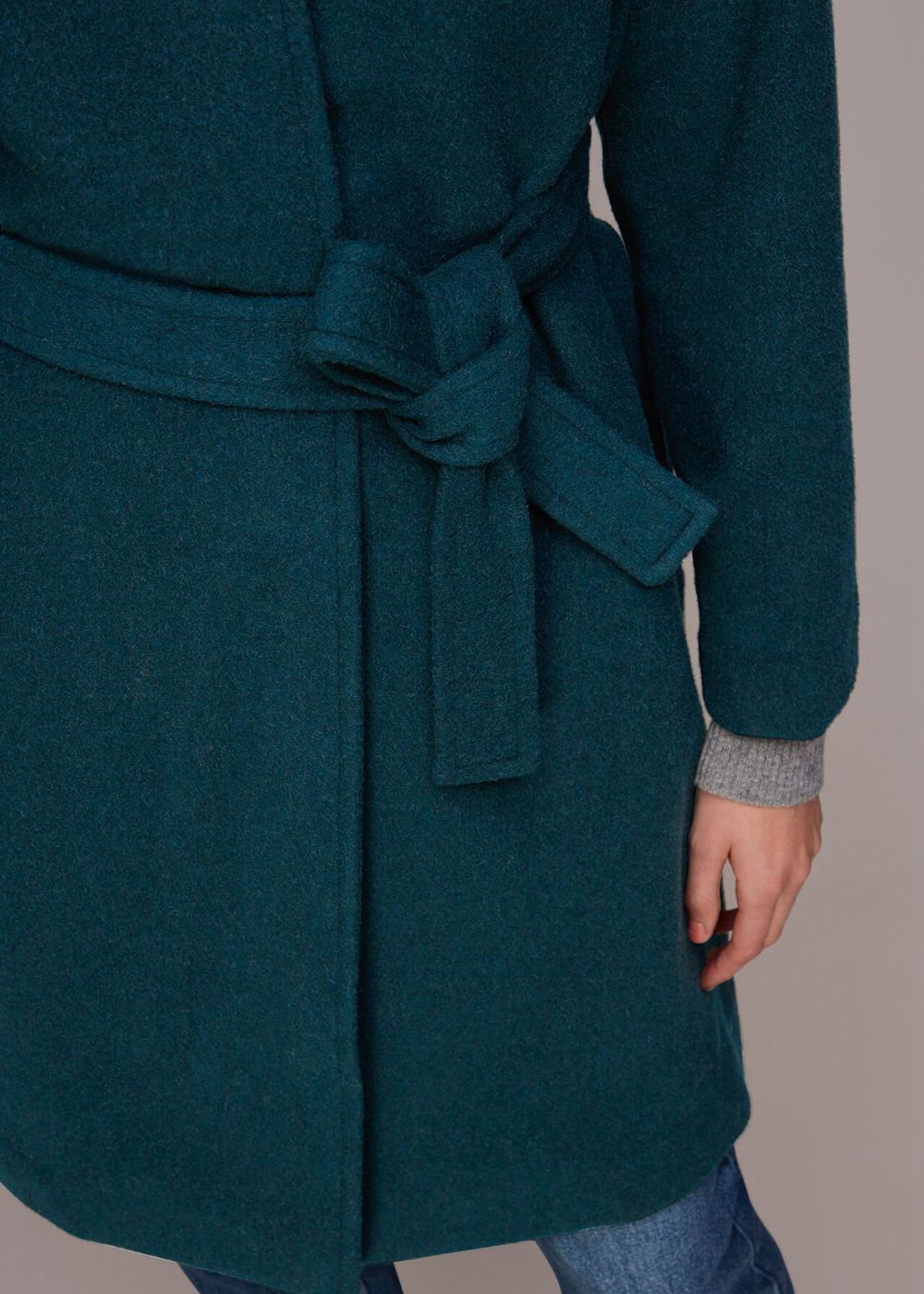 Whistles Clara Funnel Neck Wool Coat Green | US-25968FOAB