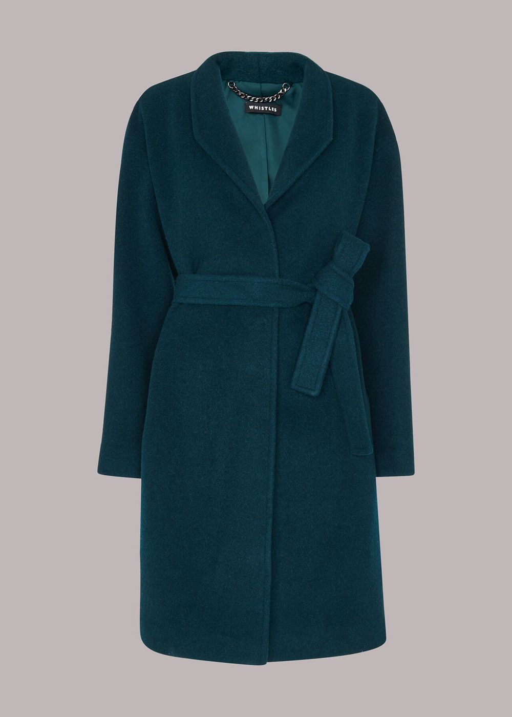 Whistles Clara Funnel Neck Wool Coat Green | US-25968FOAB