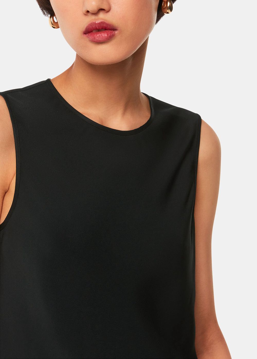 Whistles Clara Longline Tank Top Black | US-56973ONWS