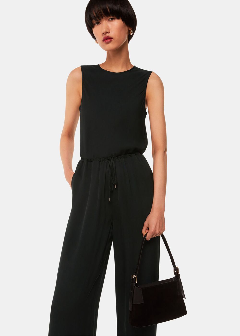 Whistles Clara Longline Tank Top Black | US-56973ONWS