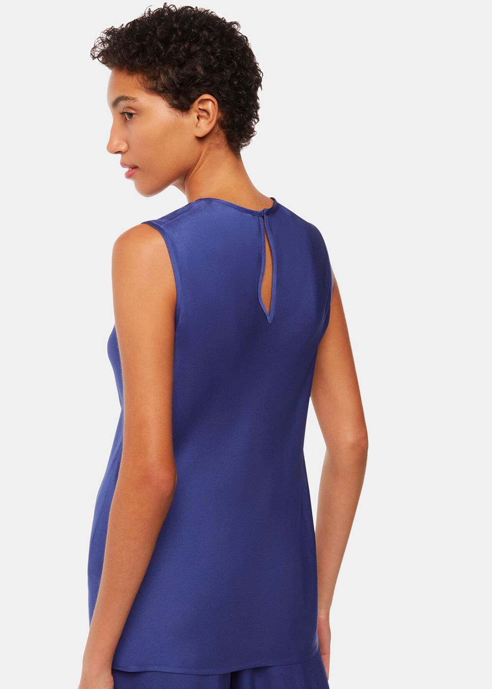 Whistles Clara Longline Tank Top Blue | US-76504KNWC