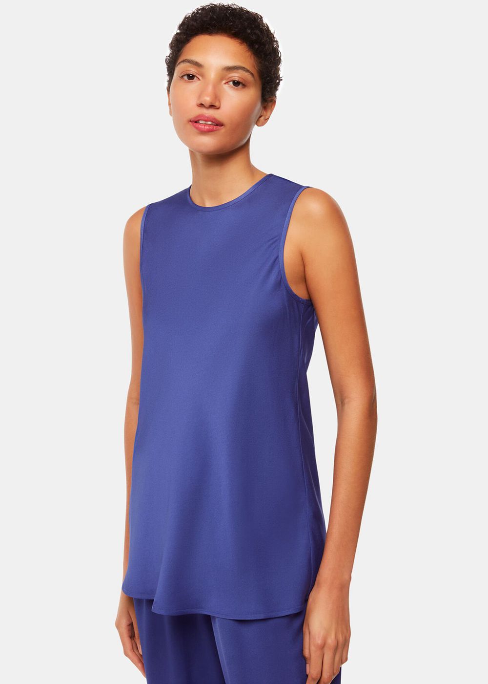 Whistles Clara Longline Tank Top Blue | US-76504KNWC