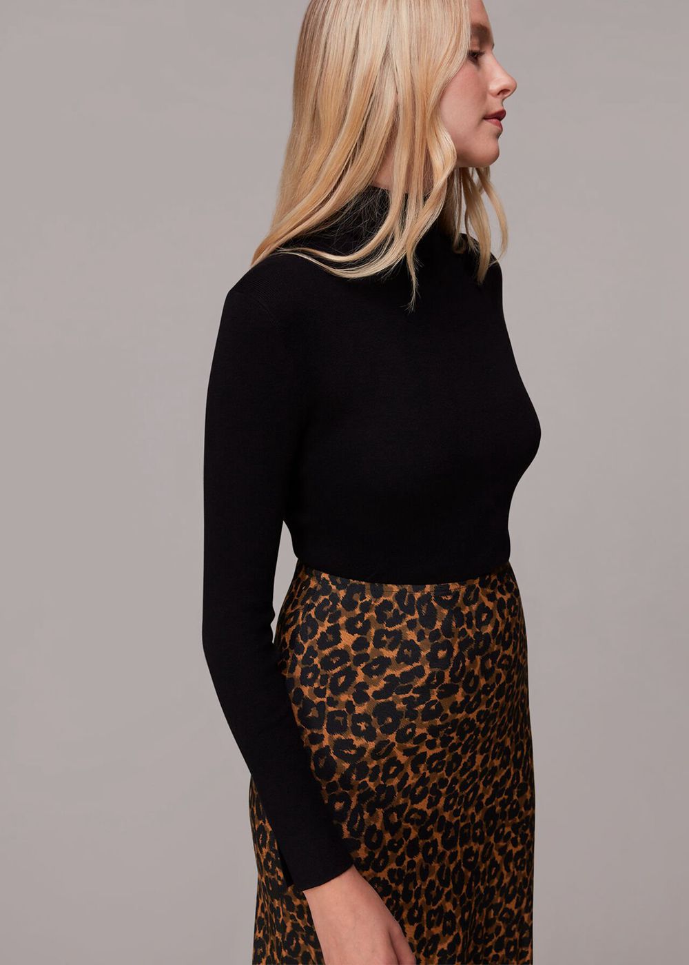 Whistles Classic Leopard Bias Cut Skirts Leopard | US-04952AGVW