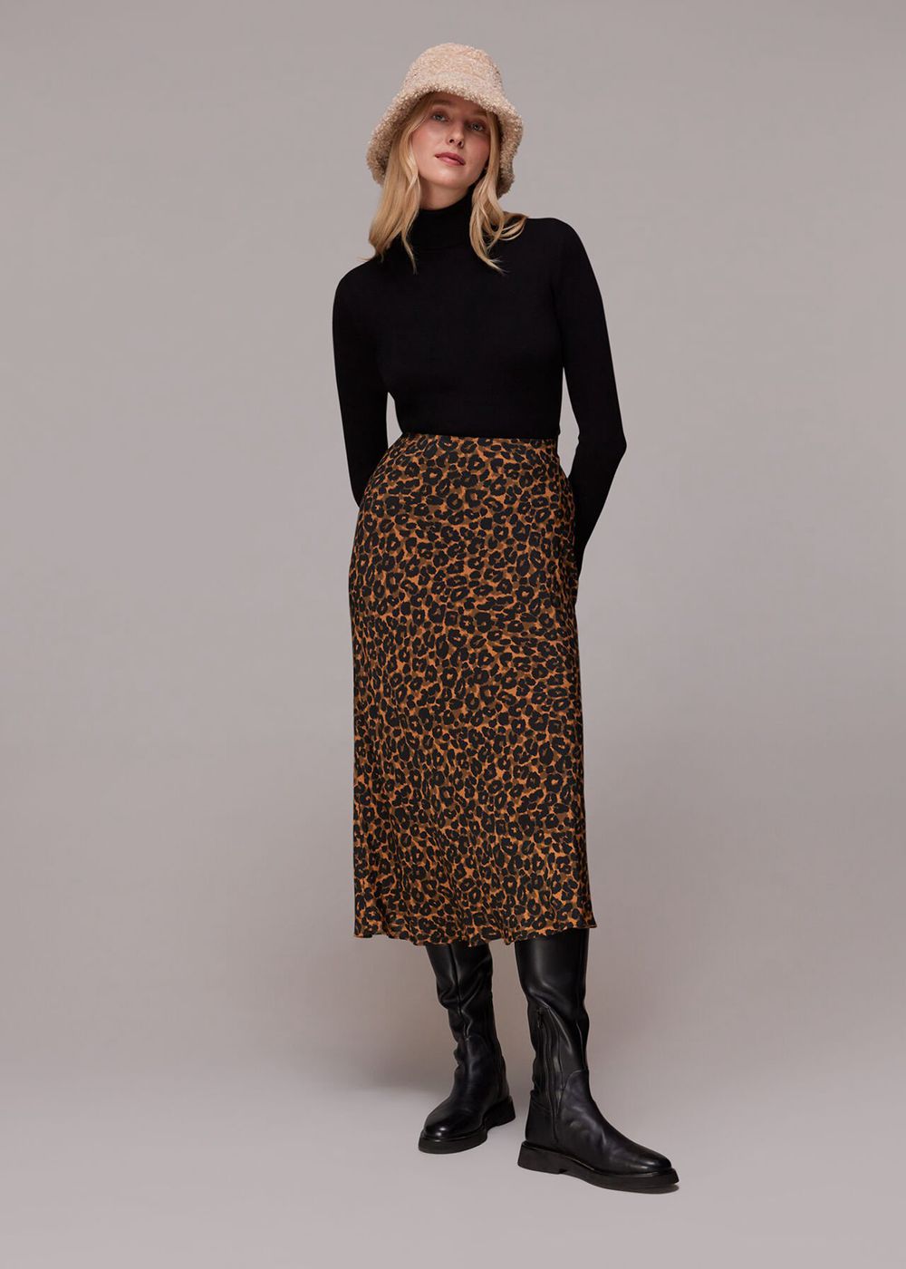 Whistles Classic Leopard Bias Cut Skirts Leopard | US-04952AGVW