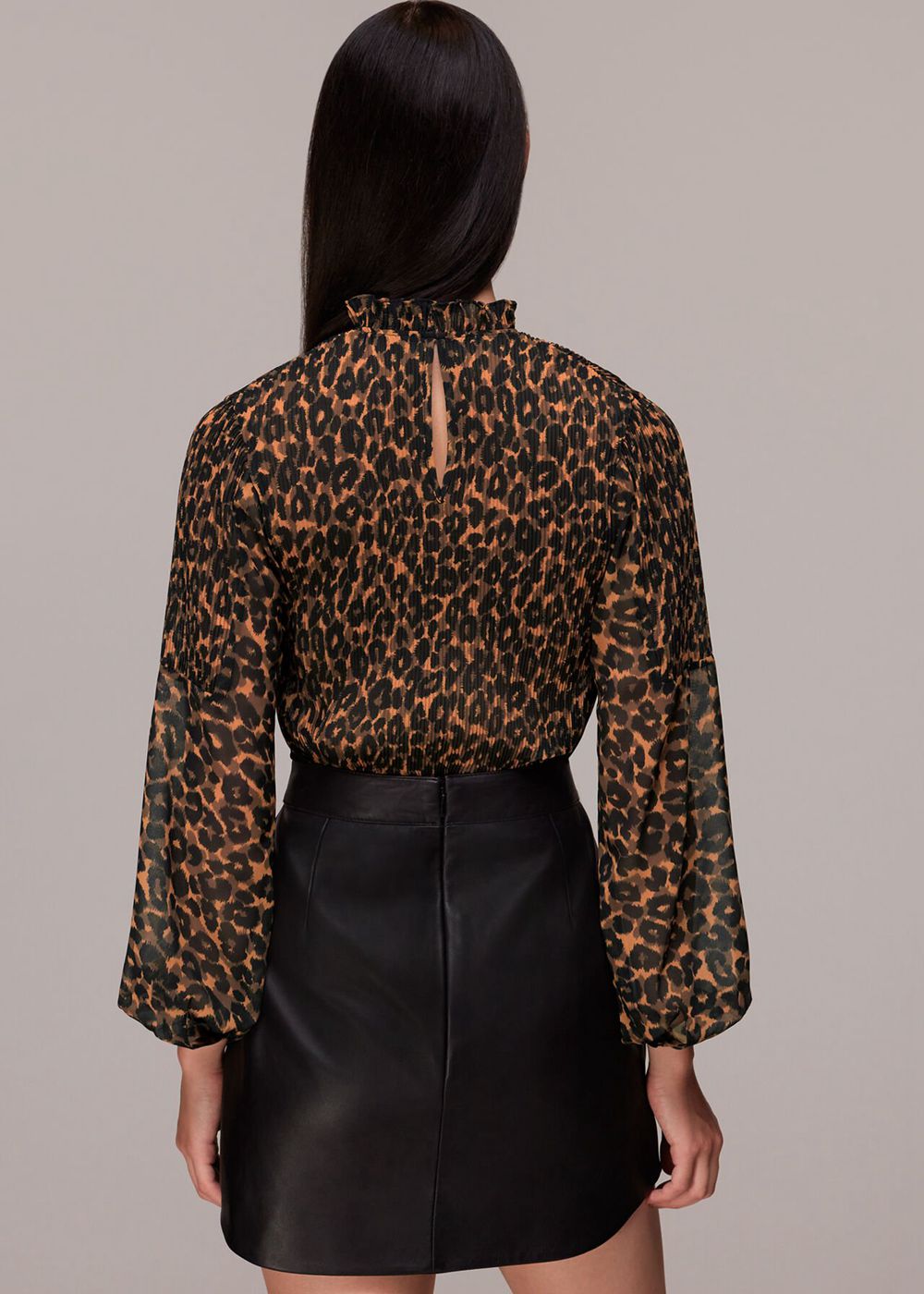 Whistles Classic Leopard Plisse Top Leopard | US-46381GTPO