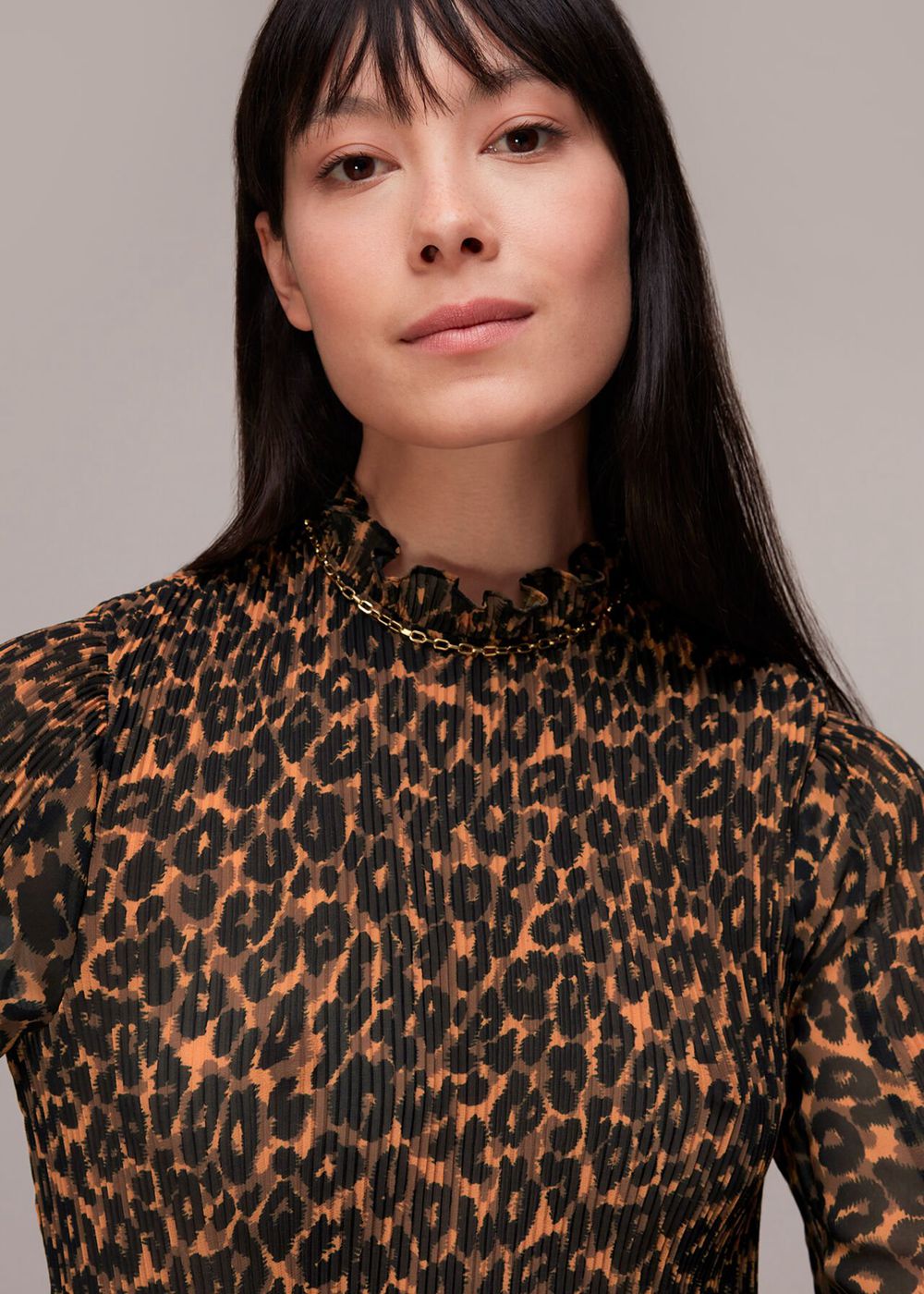 Whistles Classic Leopard Plisse Top Leopard | US-46381GTPO