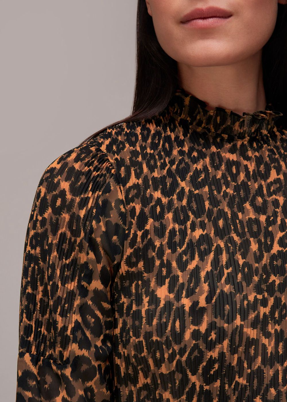 Whistles Classic Leopard Plisse Top Leopard | US-46381GTPO