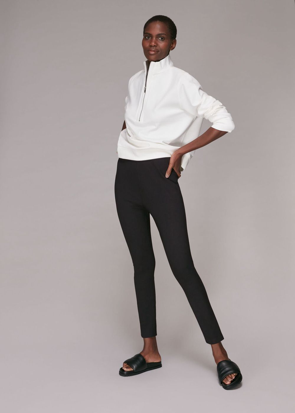 Whistles Classic Slim Ponte Pants Black | US-20394WRTE