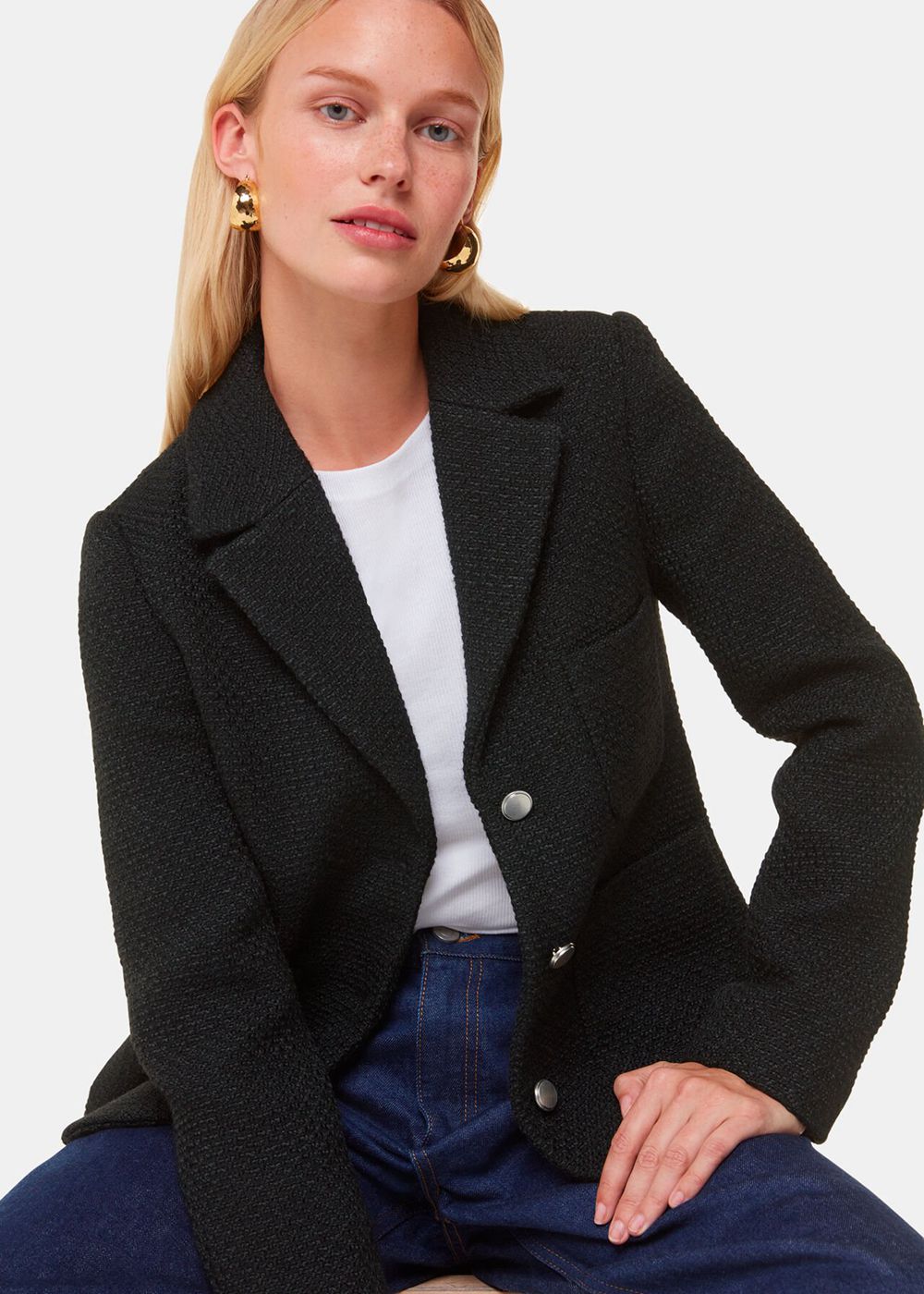 Whistles Classic Textured Jacket Black | US-42897NXTW