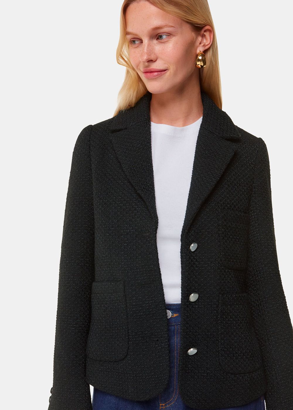 Whistles Classic Textured Jacket Black | US-42897NXTW