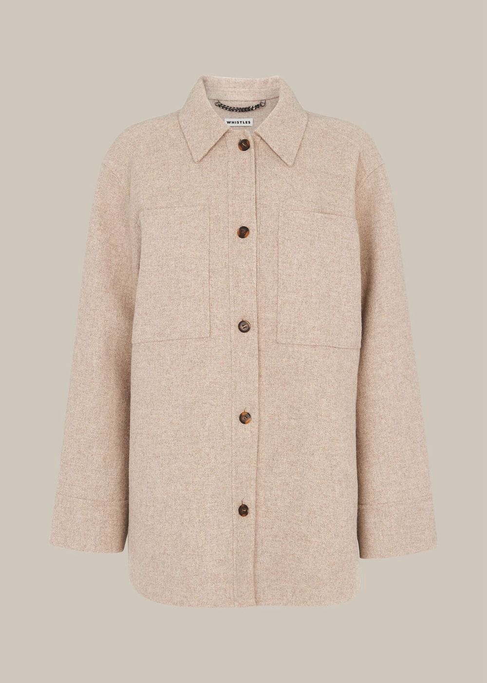 Whistles Classic Wool Overshirt Jacket Neutral | US-03892AESH