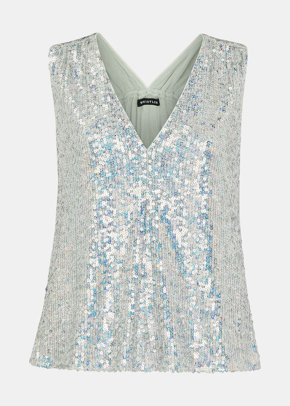 Whistles Claudia Sequin Vest Top Silver | US-21087YGUI