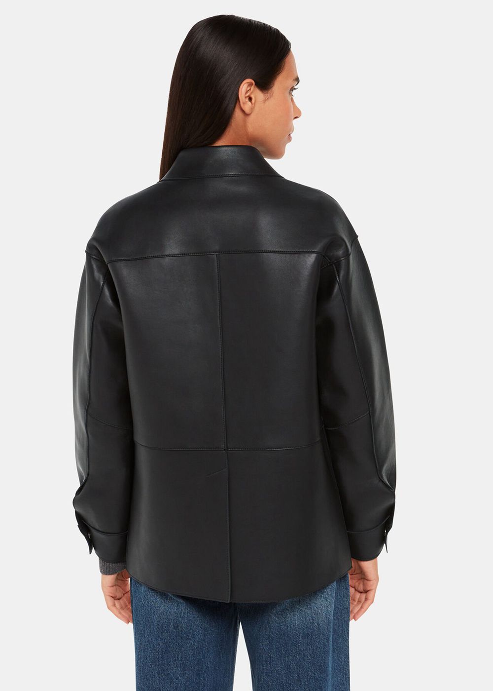 Whistles Clean Bonded Leather Jacket Black | US-52781GMWZ