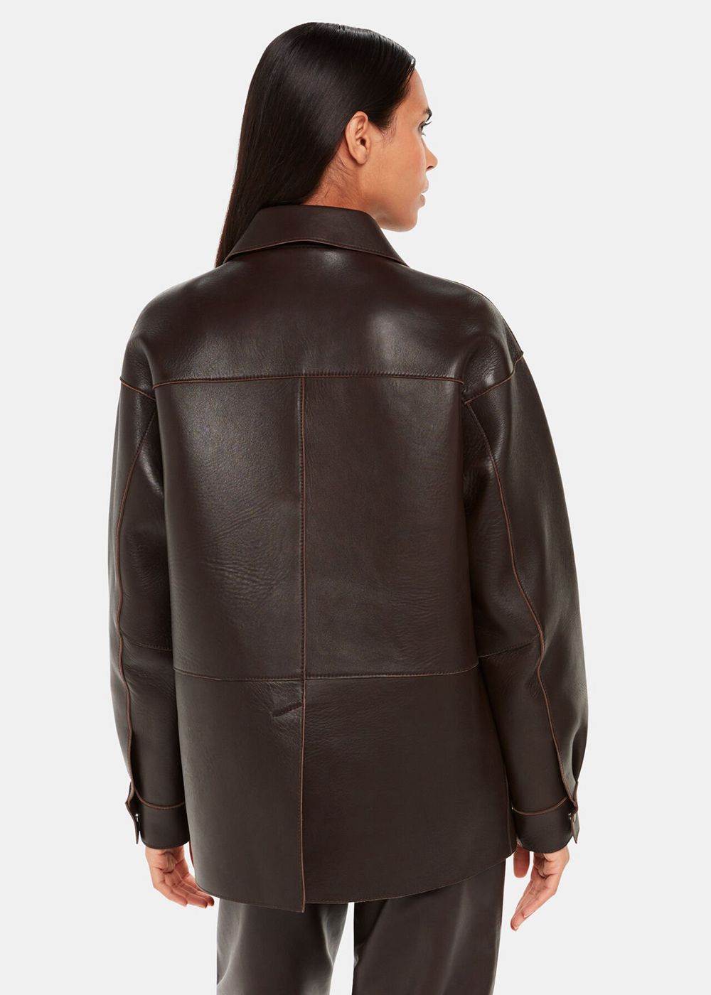 Whistles Clean Bonded Leather Jacket Brown | US-64738JULI