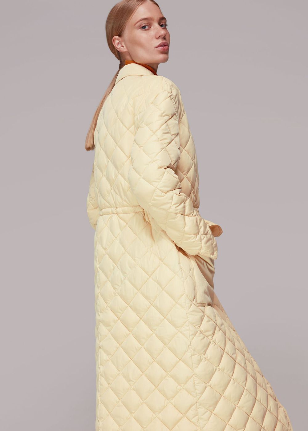 Whistles Clelia Quilted Coat Yellow | US-01548JUDN