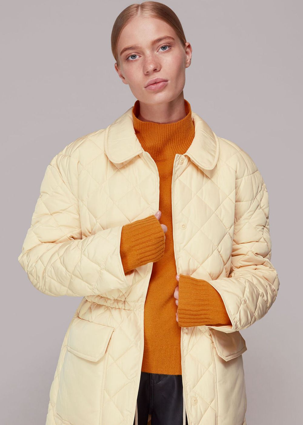 Whistles Clelia Quilted Coat Yellow | US-01548JUDN