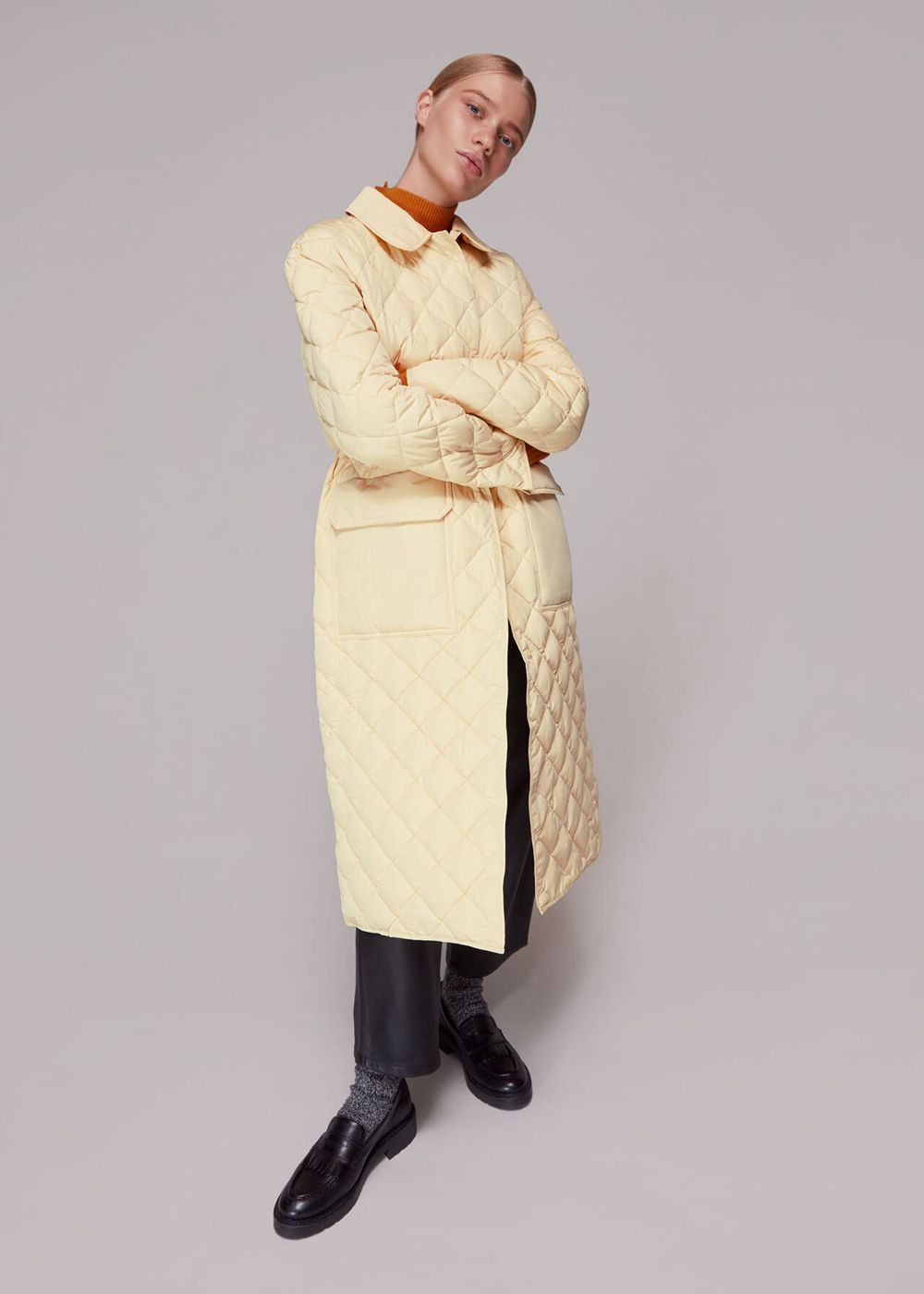 Whistles Clelia Quilted Coat Yellow | US-01548JUDN