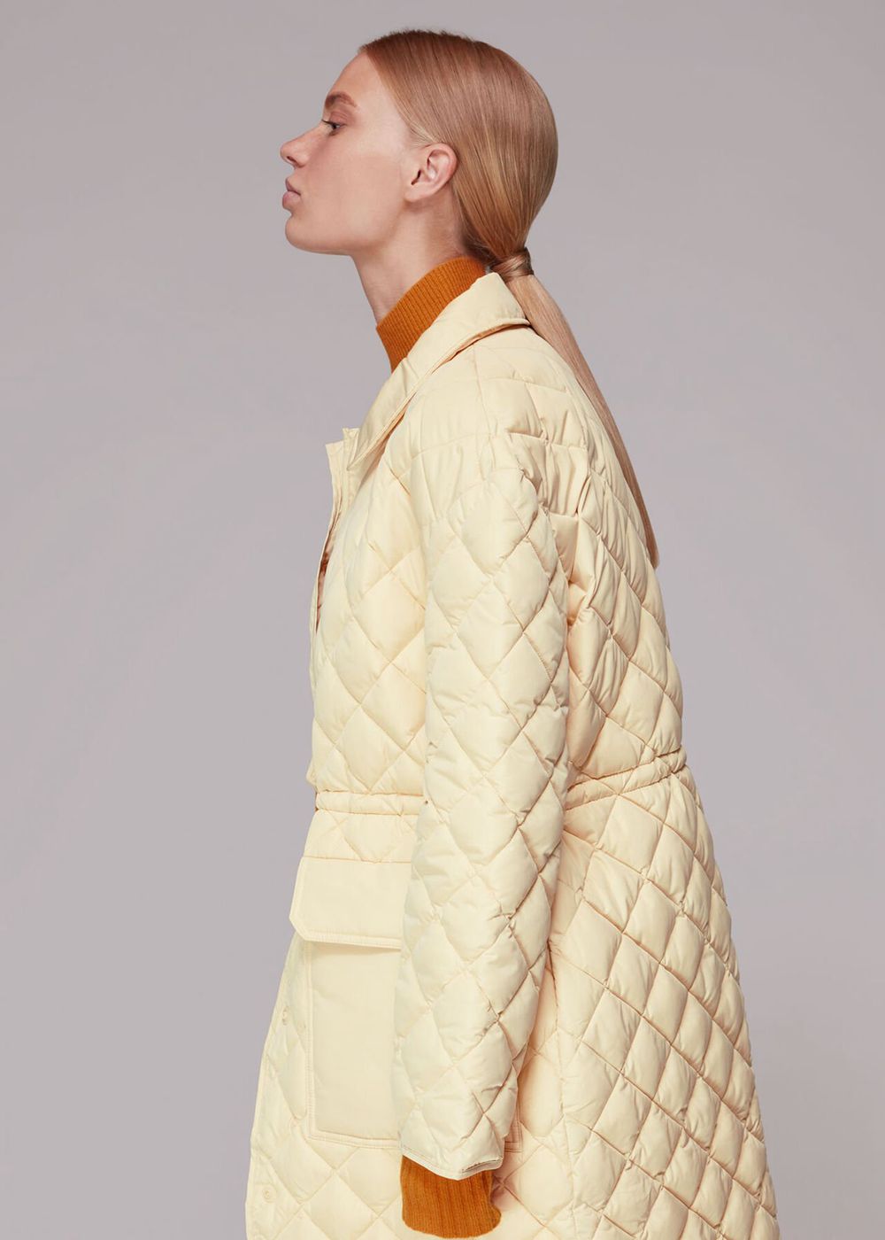 Whistles Clelia Quilted Coat Yellow | US-01548JUDN