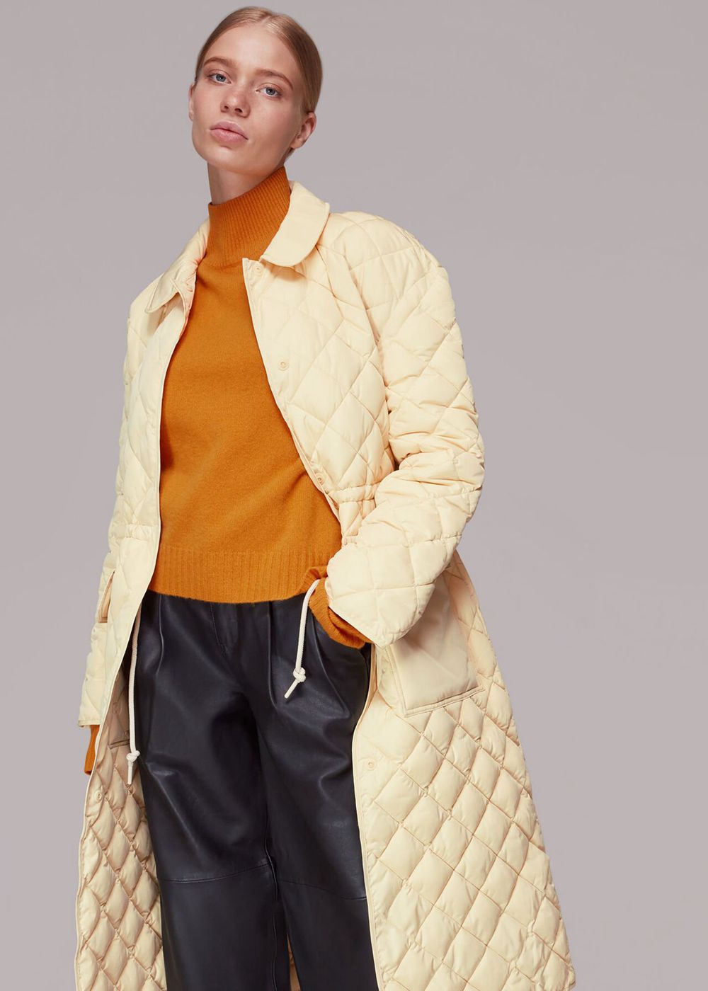 Whistles Clelia Quilted Coat Yellow | US-01548JUDN