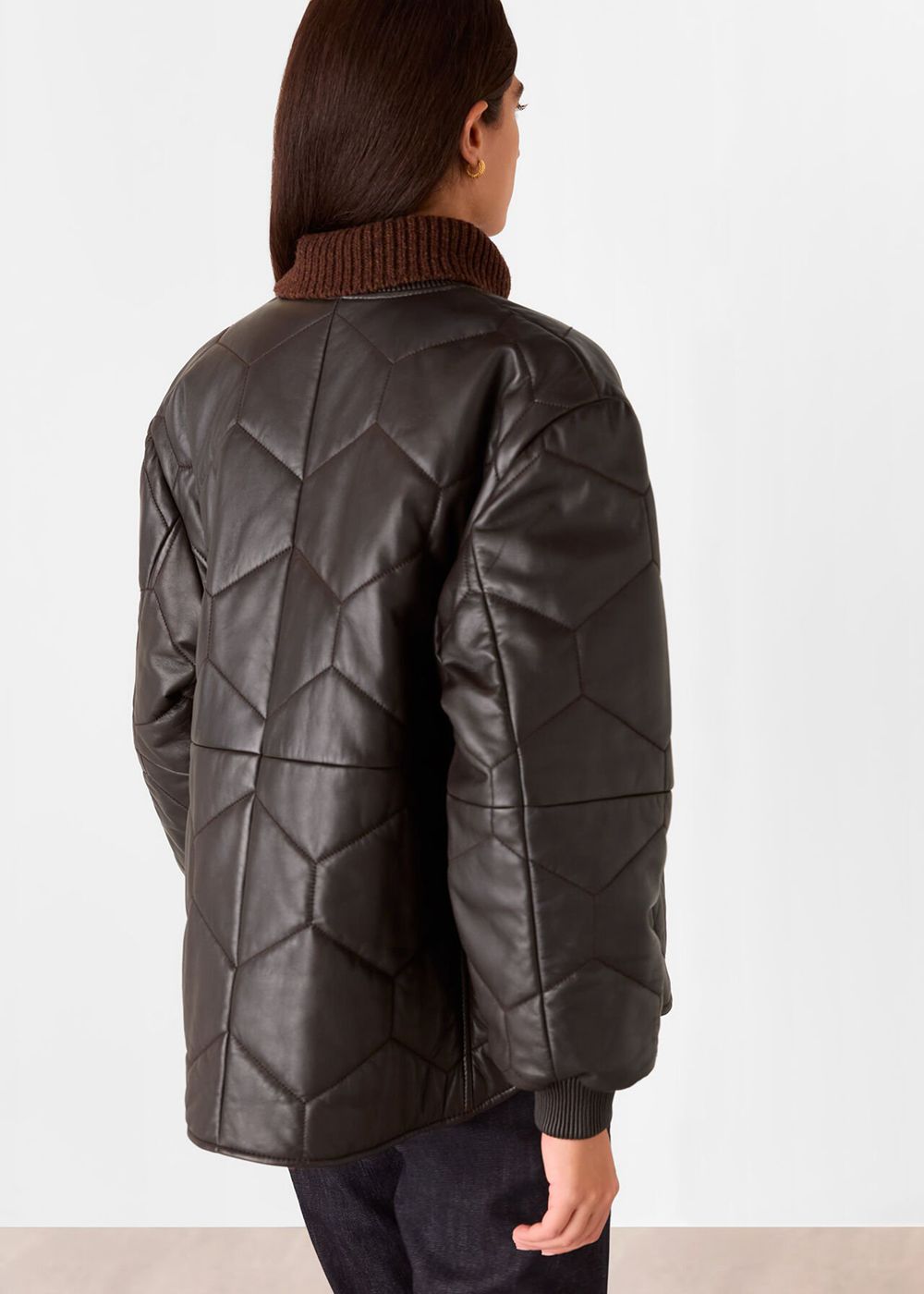 Whistles Cleo Quilted Leather Jacket Burgundy | US-75918EFLK