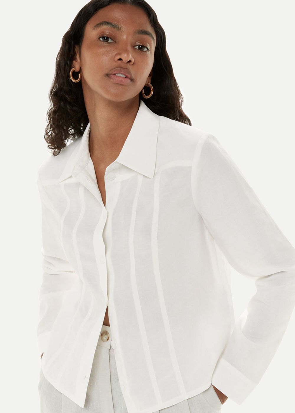 Whistles Cloe Seam Detail Shirts White | US-57809KHLO