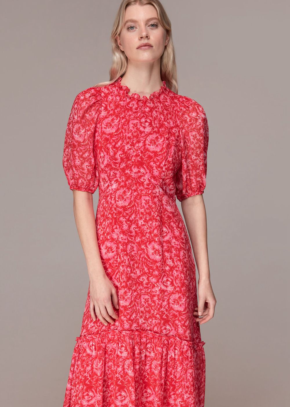 Whistles Clouded Floral Midi Dress Pink / Multicolor | US-27145SBOP