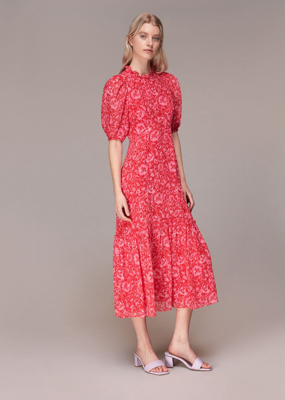 Whistles Clouded Floral Midi Dress Pink / Multicolor | US-27145SBOP