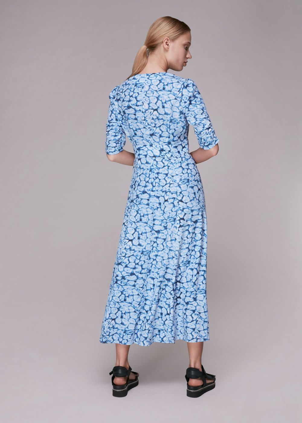 Whistles Clouded Leopard Midi Dress Blue / Multicolor | US-18932EWHV