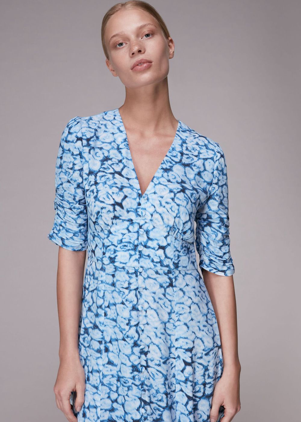 Whistles Clouded Leopard Midi Dress Blue / Multicolor | US-18932EWHV