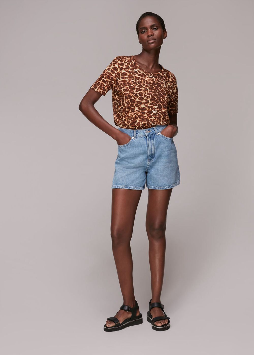 Whistles Clouded Leopard Rosa T-Shirt Leopard | US-54832IDMO