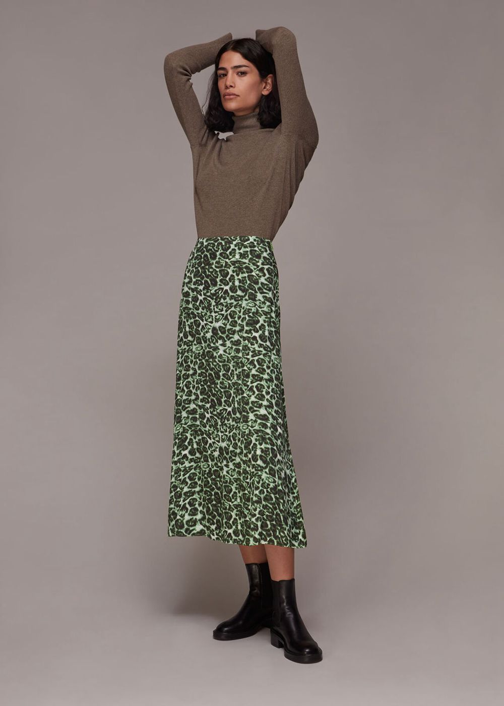 Whistles Clouded Leopard Skirts Green / Multicolor | US-05183EMJF