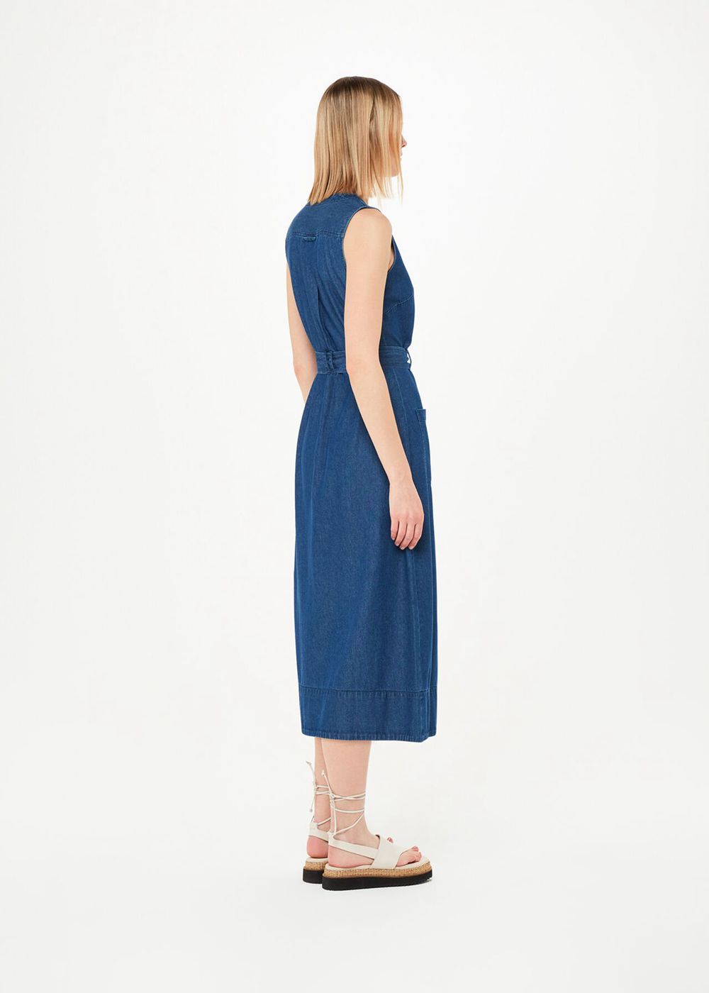 Whistles Cody Chambray Dress Blue | US-46218RPNJ