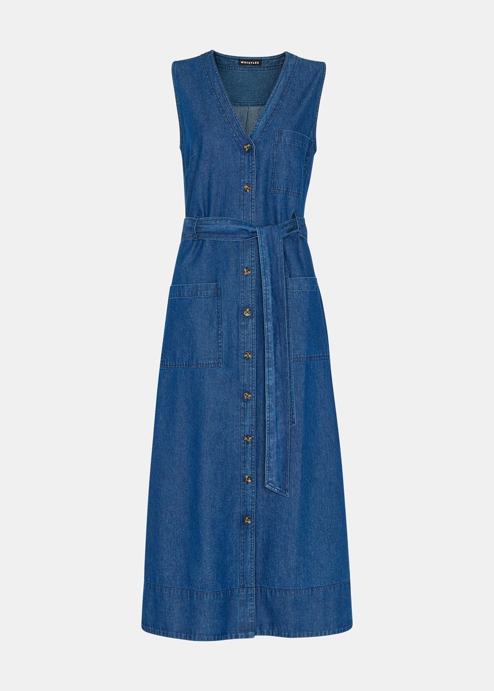 Whistles Cody Chambray Dress Blue | US-46218RPNJ