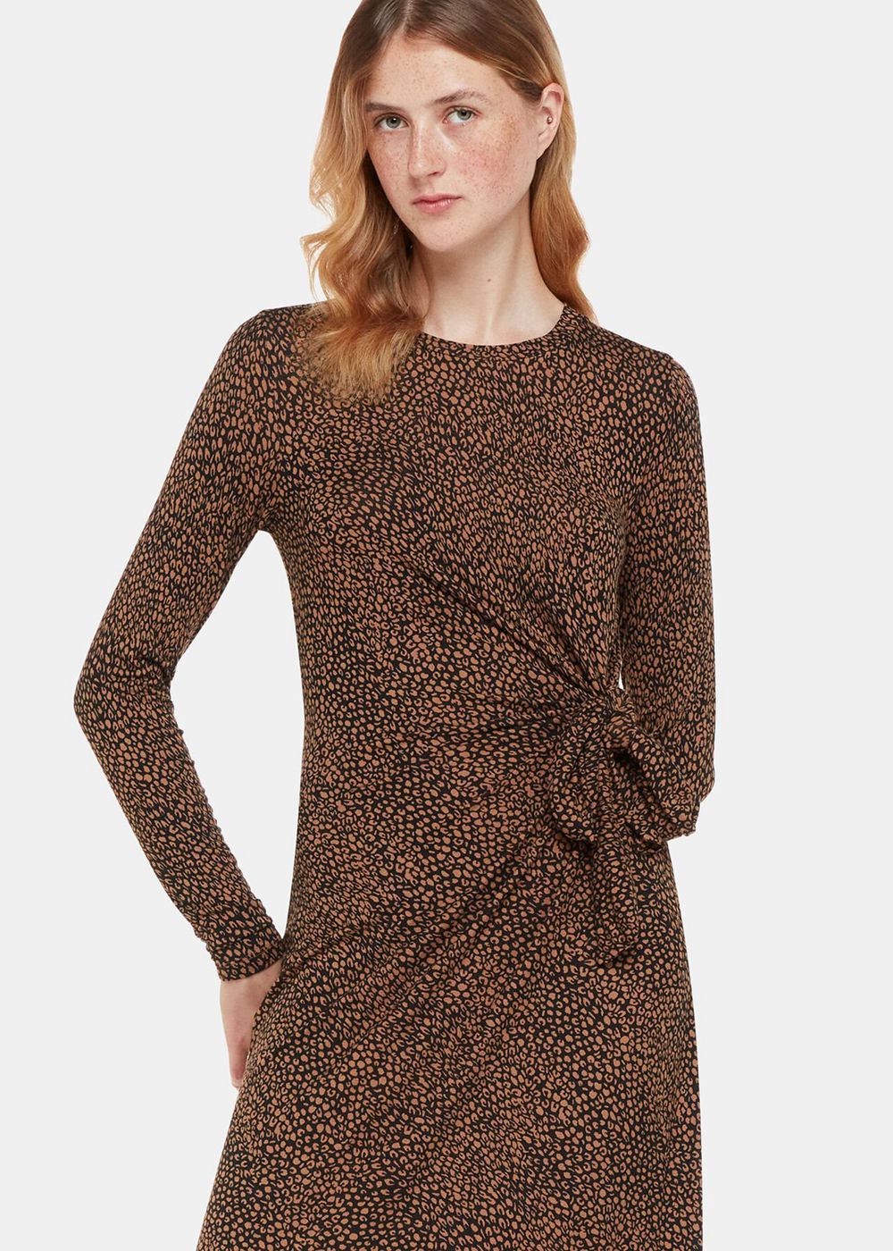 Whistles Coffee Bean Tie Jersey Dress Black / Multicolor | US-18672LSMX